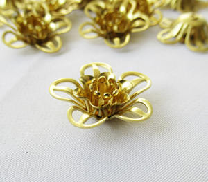 Latón <span class=keywords><strong>Doble</strong></span> Pétalo <span class=keywords><strong>Portulaca</strong></span> Grandiflora <span class=keywords><strong>Flor</strong></span> 19,5mm Filigrana Hallazgo - Product Image 2