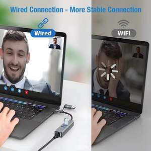 מתאם SYONG <span class=keywords><strong>USB</strong></span> C ל-Ethernet, רכזת הרחבה עם 3 יציאות <span class=keywords><strong>USB</strong></span> 3.0 ל-RJ45 LAN עם Gigabit Ethernet למחשבים ניידים/Chromebook/Linux - Product Image 5