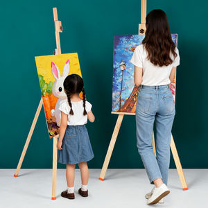 <span class=keywords><strong>Chevalet</strong></span> de peinture Huiyue HY-HJ multifonctionnel portable, sans installation, en bois brut, design pliable, couleur bois naturel - Product Image 2