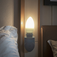 GL-070-3GY Lampu Sensor Plastik Bersertifikasi ETL USA, Dudukan Lampu Soket E12 untuk Lampu Malam, Basis Lampu Dinding untuk Kamar Tidur