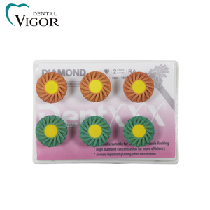 Kit de 6 disques de polissage dentaire en diamant et caoutchouc pour zircone, résine et porcelaine, polisseur cyclonique bicolore - Product Image 3