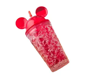 Mickey design criativo dupla refrigeração, adulto sippy plástico copo de gelo do verão