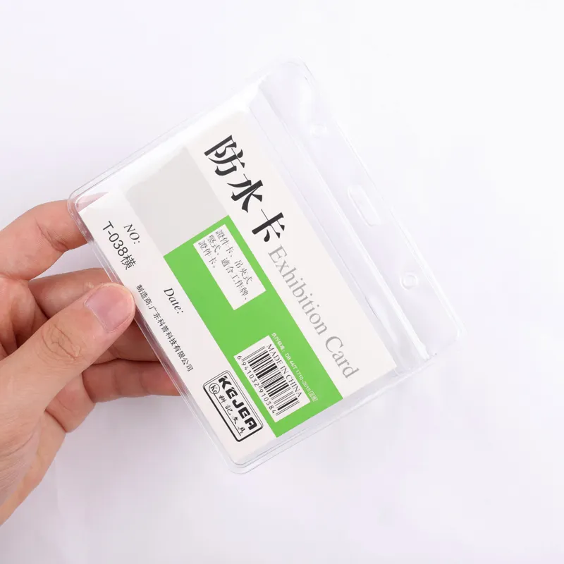 High Transparent Waterproof Exhibition Card Holder PVC Working Badge ID Card Holder With Neck Strap