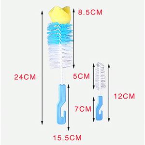 Juego de 2 cepillos limpiadores de biberones y chupetes para bebés, con esponja giratoria de 360 grados - Product Image 5