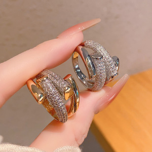 Bague ouverte irrégulière pour femme, or et argent, micro-incrustation de zircon, laiton, bijoux fantaisie, bague pour l'index - Product Image 4