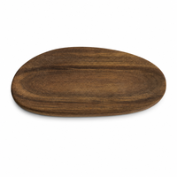 Plateau ovale en bois d'acacia, plateau de service en bois avec rainure peu profonde pour la décoration de table