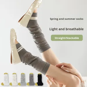Chaussettes sans <span class=keywords><strong>pied</strong></span> pour <span class=keywords><strong>femme</strong></span>, style japonais, en coton respirant, Y2K, couleur unie, printemps-été, absorbant la transpiration - Product Image 1