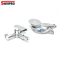 SANIPRO Robinet de douche contemporain chromé avec cartouche céramique, mitigeur chaud/froid, ensemble de douche à main en SUS304 pour salle de bain