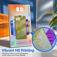 Protecteur d'écran en verre trempé céramique 9H avec boîte de vente au détail en carton, film de protection pour téléphone 8D miroir 3D bord à bord, emballage suspendu personnalisé