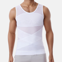 Vêtement de compression pour homme, taille plus, body shaper, vêtement moulant, contrôle du ventre, bande de compression pectorale, modèle de sport et de fitness 5cy102