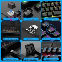 RAIKU L3000 104 Key True Mechanical Gaming Keyboard Blue Switch RGB Backlit Detachable USB Cable for PC Mac Office Esports
