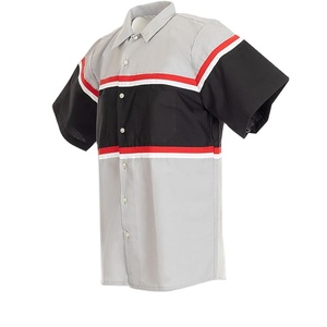 Chemise de travail de mécanicien à manches courtes en patchwork pour hommes - Product Image 3