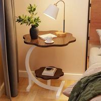 Table d'appoint d'angle pliable en noyer avec rangement pour canapé et balcon