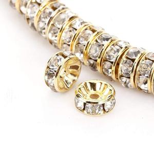 JOYFFO 100 pz perline distanziatrici Rondelle placcate argento strass di cristallo ceco per creazione di gioielli per bracciali con perline sciolte - Product Image 2