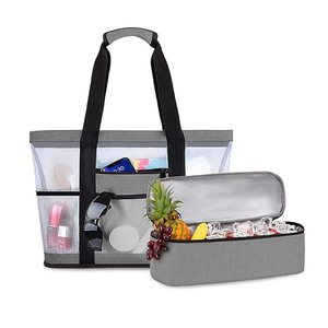 Sac isotherme détachable 2-en-1 pour femmes et hommes, avec compartiment de plage en maille, imperméable et anti-sable, fermeture éclair supérieure, pour pique-nique et piscine - Product Image 1