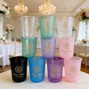 Gobelets en plastique transparents roses de qualité alimentaire avec couvercles 12/16/20/24/32 oz, gobelets en plastique jetables avec couvercles pour fêtes, traiteur, mariage - Product Image 1