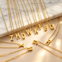 Collier avec initiale en lettre de l'alphabet, en acier inoxydable 316L plaqué or 18 carats PVD, argent de haute qualité non ternissant, bijoux pour femmes