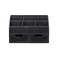 Organisateur de rangement d'accessoires de bureau en bois rustique/porte-lettre en bois/porte-bloc-notes collant, organisateur de fichiers de courrier organisateur de bureau