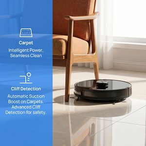 เครื่องดูดฝุ่นหุ่นยนต์อัจฉริยะ, ถังเก็บน้ำ 600 มล., เสียงรบกวนต่ำ ≤60dB, หุ่นยนต์กวาดและถูพื้นแบบ 2-in-1 สำหรับทำความสะอาดพื้นบ้าน - Product Image 5