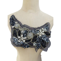 Applique brodée 3D faite main en forme de fleur, en tissu organza J.KAELUM, ornée de strass étincelants, à coudre pour robe de mariée