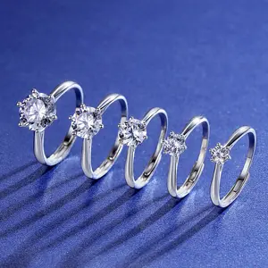 Classic rings jewelry women free shipping statement diamond moissanite women luxury wedding rings 925 silver