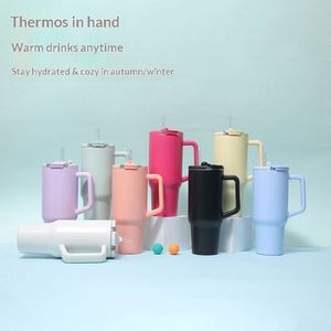 <b>Large</b>-Capacity Vacuum Insulated Stainless Steel <b>Cup</b> Handle Straw Modern Minimalism Design Outdoor Car-Mounted Portable Water - Product Image 1