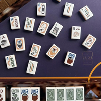 Ensemble de Mahjong américain illustré de luxe, tuiles en acrylique avec dos écaille de tortue, jeu de table pour collectionneur, divertissement à domicile