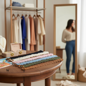 Ceinture en cuir ciré à boucle ronde multicolore, 240 pièces, ceintures en tissu pour femmes, accessoire de mode - Product Image 3