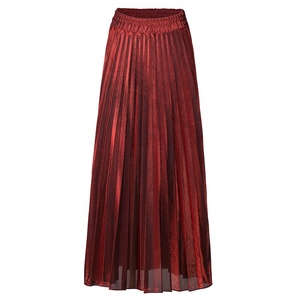 <span class=keywords><strong>Jupe</strong></span> longue plissée <span class=keywords><strong>dorée</strong></span> taille haute décontractée pour <span class=keywords><strong>femme</strong></span> MANNI, idéale pour l'été - Product Image 3
