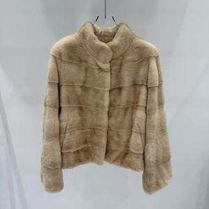 Date Canade Pastel <span class=keywords><strong>Beige</strong></span> Importé Fourrure De Vison Style <span class=keywords><strong>Court</strong></span> Horizontal Fourrure De Vison Manteau Femmes - Product Image 1