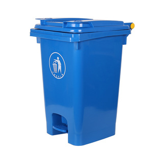 Outdoor Pedal Trash Can Blue Rectangular PP Material 5mm Thick For Community Use - Product Image 4