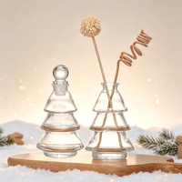Bouteille d'arôme en verre en forme de sapin de Noël avec logo personnalisé, bouteille en verre vide pour la décoration des fêtes, cadeau de Noël, décoration de la maison