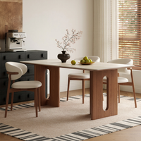 Ensemble de table à manger moderne, table à manger en bois massif nordique, 6 chaises de salle à manger de luxe, meubles de salle à manger en pierre