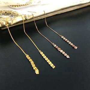 Boucles d'oreilles longues Xinfly Au750 en or massif 18 carats véritable, motif queue de phénix, chaîne Chopin, cadeau pour femme - Product Image 5