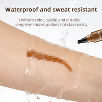 Stylo Sourcils Microblading Effet Tatouage, Pointe Quadruple Longue Tenue, Dessin Précis Brun Noir, Crayon Sourcils Imperméable à Quatre Pointes