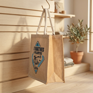 Sac fourre-tout en jute écologique naturel, impression de logo personnalisée, sac promotionnel pour les entreprises, emballage de détail, épicerie - Product Image 1