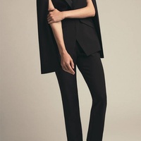 OEM personnalisé de haute qualité mode vêtements officiels pour femmes col en V classique Cape à manches droites noir Slim Fit Blazer pour les femmes