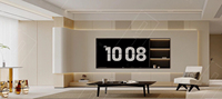 Console multimédia moderne, finition couleur claire, avec rangement dissimulé et éclairage LED, idéale pour les hôtels et la décoration de salons scandinaves – Vente directe usine