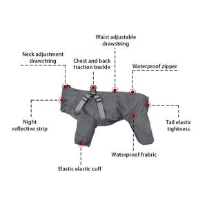 Bacaklar ile yansıtıcı köpek yağmurluk su geçirmez ters lüks büyük Pet giysi Whippet yağmur ceket - Product Image 2