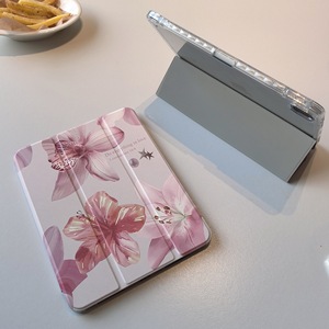 เคสใสลายดอกไม้พิมพ์ลายอะคริลิคหนัง PU พร้อมช่องใส่ดินสอสำหรับ <span class=keywords><strong>iPad</strong></span> รุ่นที่ 12 11 10 Pro 11 นิ้ว - Product Image 3