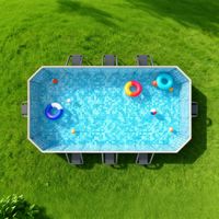 Piscine gonflable en PVC, sans installation, pliable, écologique, pour enfants, avec support en tubes d'acier, pour usage domestique et extérieur