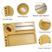 Kit d'accessoires magnétiques anti-odeur personnalisés boîte de rangement pour tabac boîte de rangement en bois de bambou avec plateau roulant et serrure