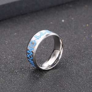 Japanese Korean Style Titanium Steel Symbol <b>Ring</b> SA1113 Men's Jewelry Gift Letter Pattern Fashion <b>Rings</b> - Product Image 3