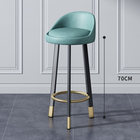 Tabourets de bar hauts modernes en fer pivotants avec petit dossier pour salon de thé, villa, école
