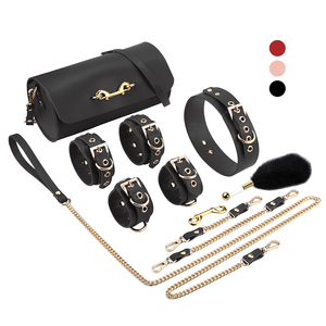 Juego de cuero real BDSM <span class=keywords><strong>con</strong></span> puños de mano, equipo de bondage que incluye ataduras de hombro, todo en un <span class=keywords><strong>sexo</strong></span> elegante <span class=keywords><strong>con</strong></span> bolso de hombro - Product Image 1