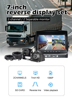 Kit de moniteur de véhicule étanche avec écran IPS 7 pouces, double canal 1080P, système de moniteur de voiture à écran partagé DC12-24V