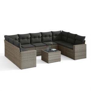 Ensemble de canapés de jardin en rotin gris 6 places, mobilier d'extérieur résistant aux intempéries, design contemporain, structure en osier - Product Image 1