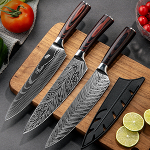 Cuchillo de Cocina de Acero Inoxidable con <span class=keywords><strong>Mango</strong></span> de Pakkawood y Patrón Damasco, para Cortar Carne y Verduras, con Funda de Plástico, Cuchillo de Chef de 12 Pulgadas - Product Image 6