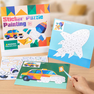 Autocollant 3D pour enfants <span class=keywords><strong>Puzzle</strong></span> peinture Collages géométriques voitures animales Intelligence jouets éducatifs pour enfants enfants garçons filles - Product Image 1
