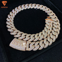 Collier Hip-hop en Moissanite, Chaîne Cubaine de 20 mm avec Fermoir Personnalisé, Diamant Moissanite VVS, Or Rose, Argent Massif 925, Bijoux Glacés